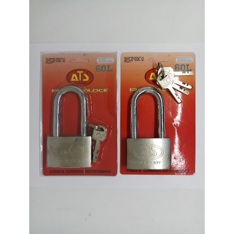 Gembok besi 60mm Leher Panjang ATS / Gembok pintu chrome