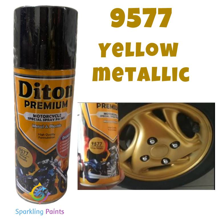 Pilox Diton Premium Yellow Metallic 9577 400ml kuning metalik sepeda motor mobil helm