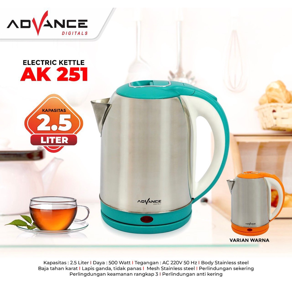 Advance Electric Kettle 2,5 Liter AK251Teko Listrik AK-251