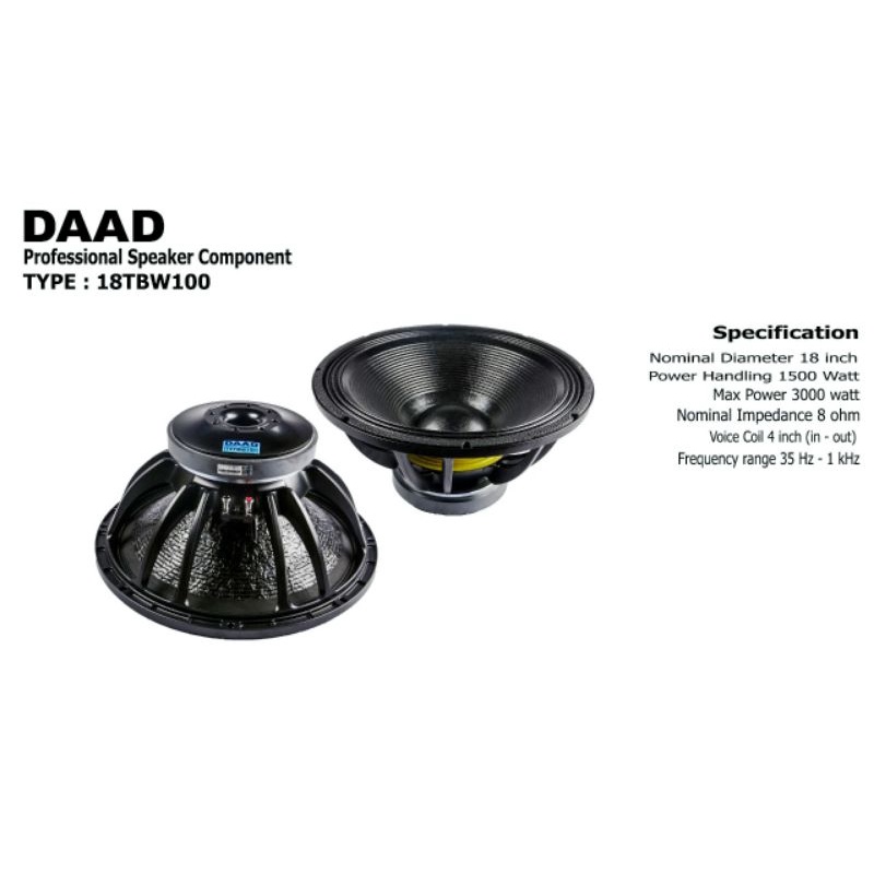 Komponen speaker Subwoofer Lapangan DAAD 18 inch L18P300 18TBX100 18TBW100 Oroginal
