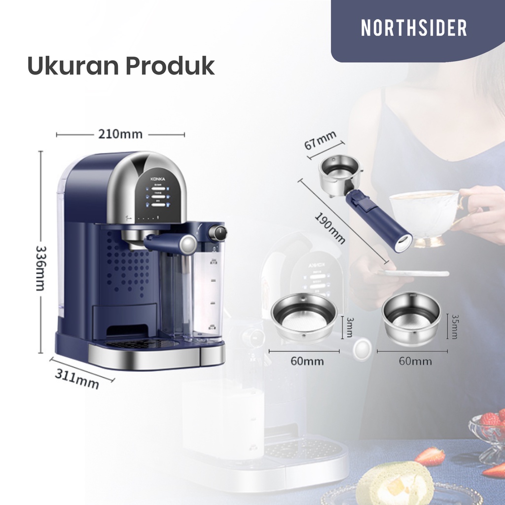KONKA Mesin Kopi Espresso Coffee Machine Auto Milk Frother - KCF-1001