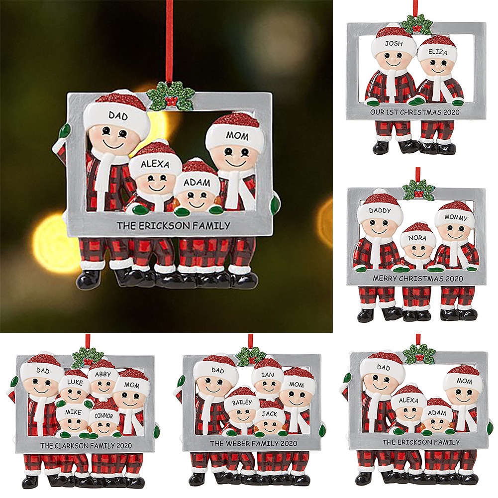 Ornamen Bingkai Foto Desain Santa Claus Family Untuk Dekorasi Pohon Natal