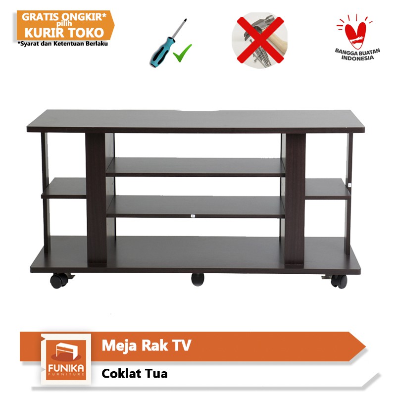 Funika CLTV 1000C Meja Rak TV Coklat Tua Shopee 