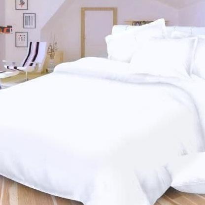 Kain Sprei Hotel, Dobby Dolbi Dolby Dobi Kotak Salur Polos Putih T300 Termurah