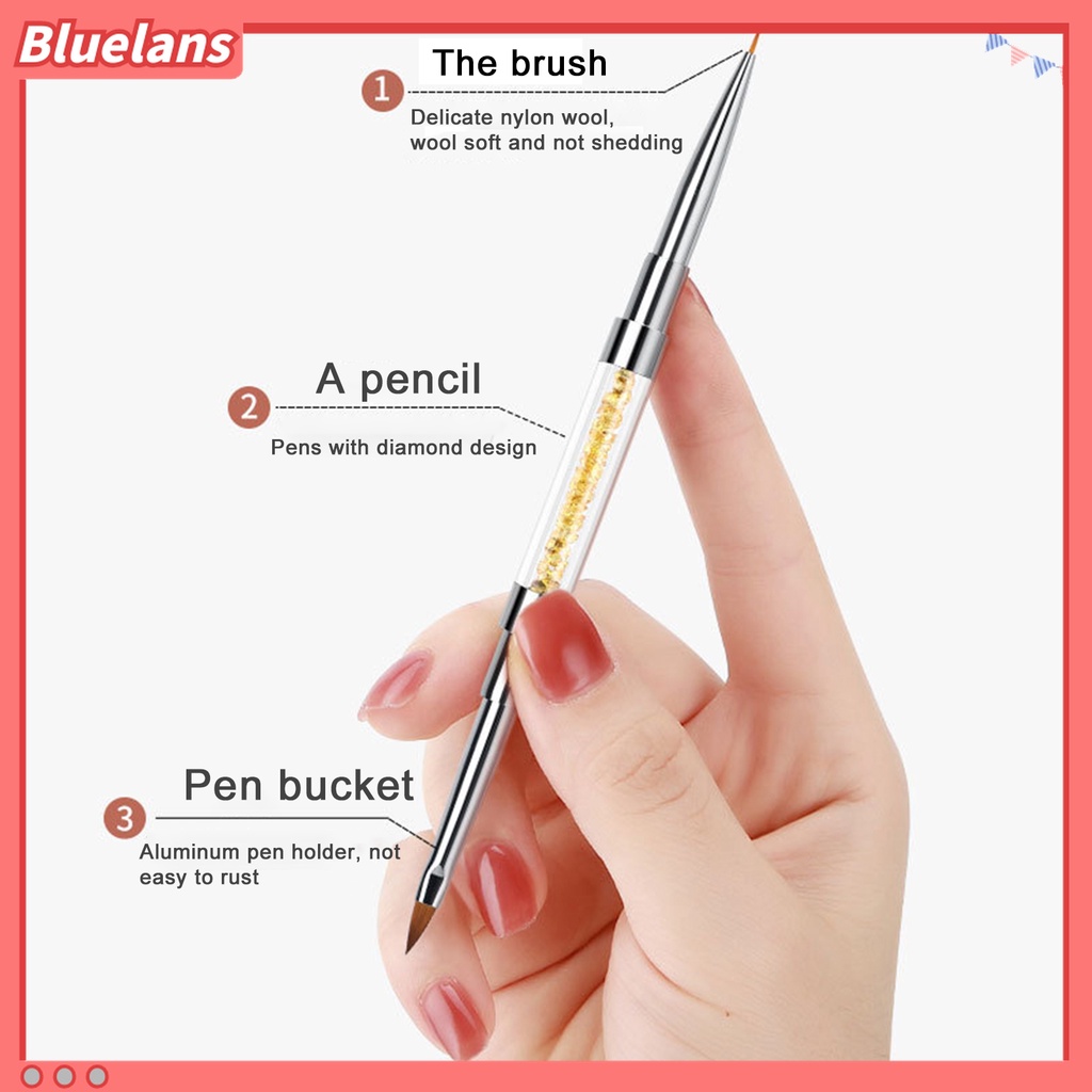 (In Stock) Kacamata Hitam Lensa Warna Warni ♡Holder Pen Nail Art Kepala Ganda Aksen Berlian Imitasi Untuk Wanita