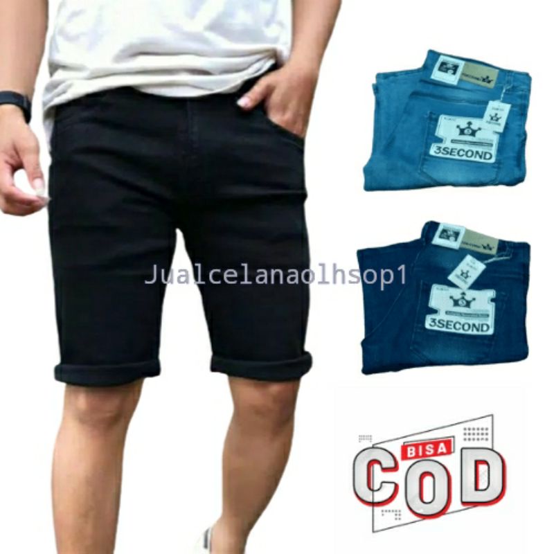 celana pendek jeans pria slim fit/ jeans pria stread