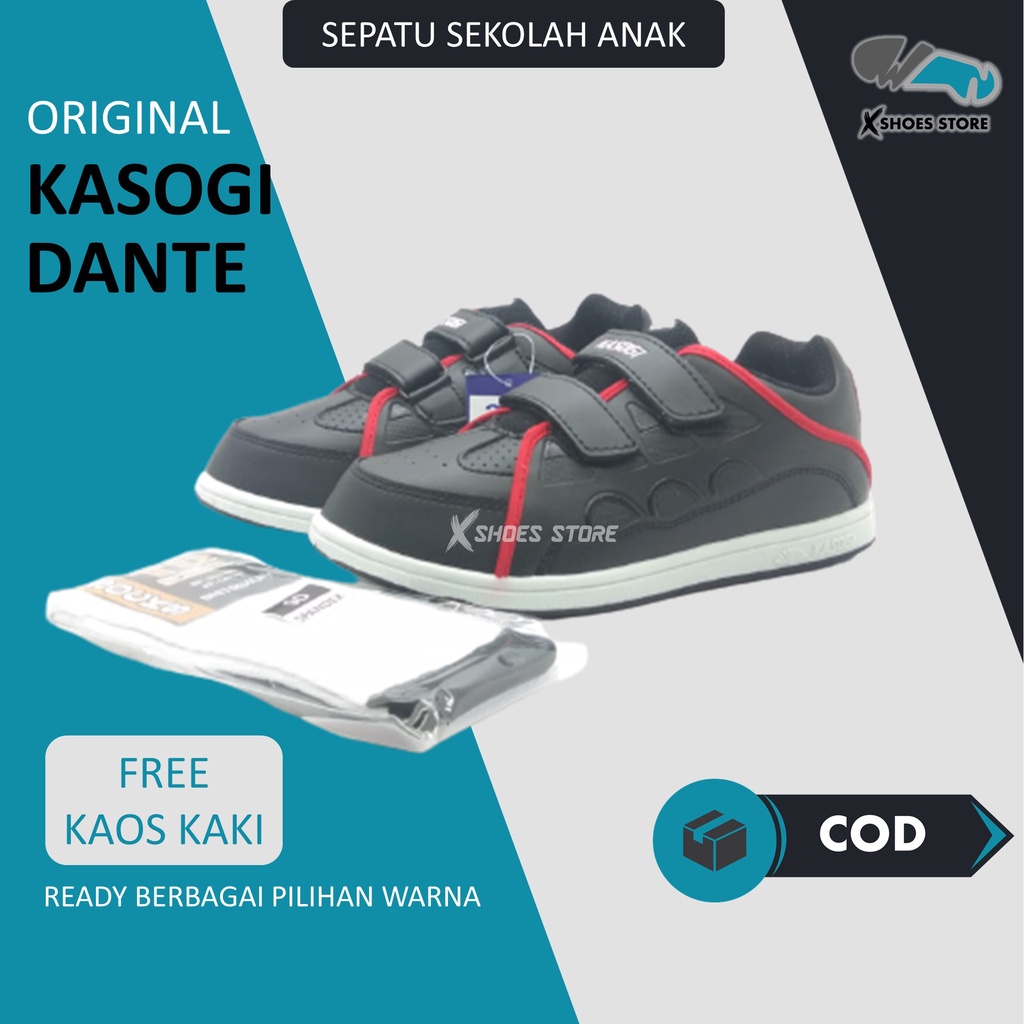 Sepatu Anak SD Laki Laki Perempuan Cowok Cewek Keren KASOGI DANTE Sepatu Hitam Polos