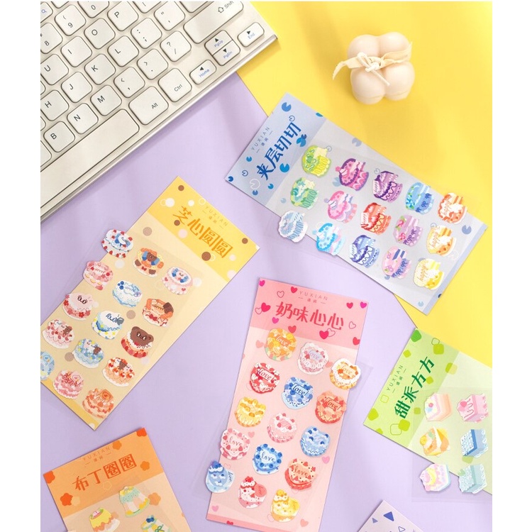 

1 Lembar Sticker Cake Cute Slice Dessert Aesthetic Scrapbook Jurnal Bujo DIY