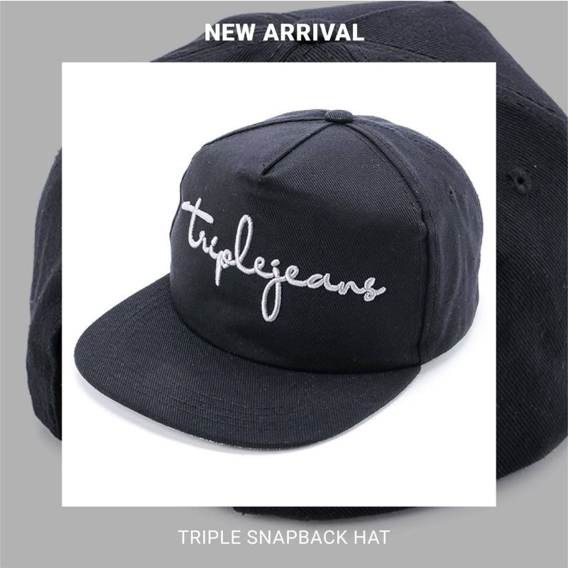 TOPI DENIM TRIPLE JEANS / TOPI COWOK DENIM /TRIPLE Topi Trucker Unisex (CAPS 16 BLK) - Hitam