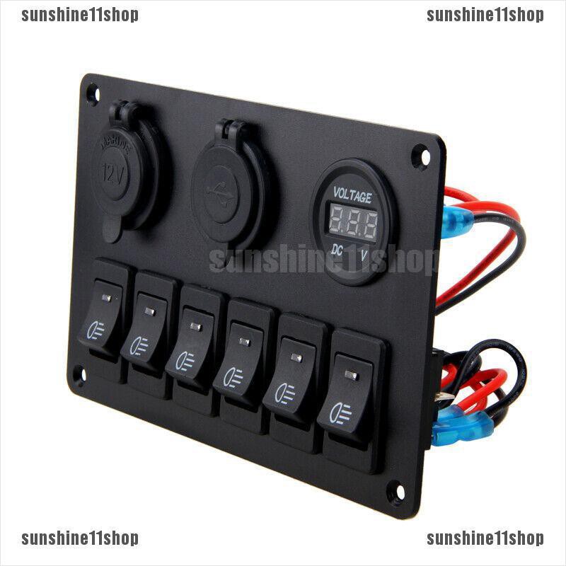 Saklar Rocker Breaker 6 Gang Dengan Lampu LED Untuk Mobil / Kapal / Truk