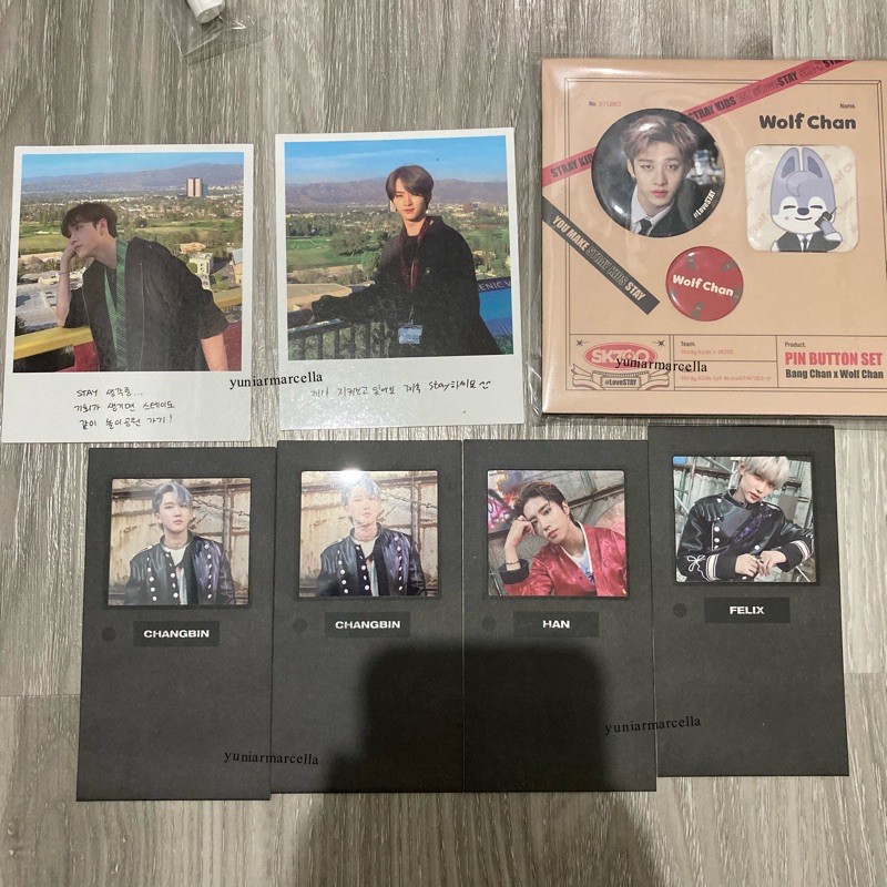 Polaroid go live , photoframe in life limited , pin button skzoo wolf bangchan Stray Kids