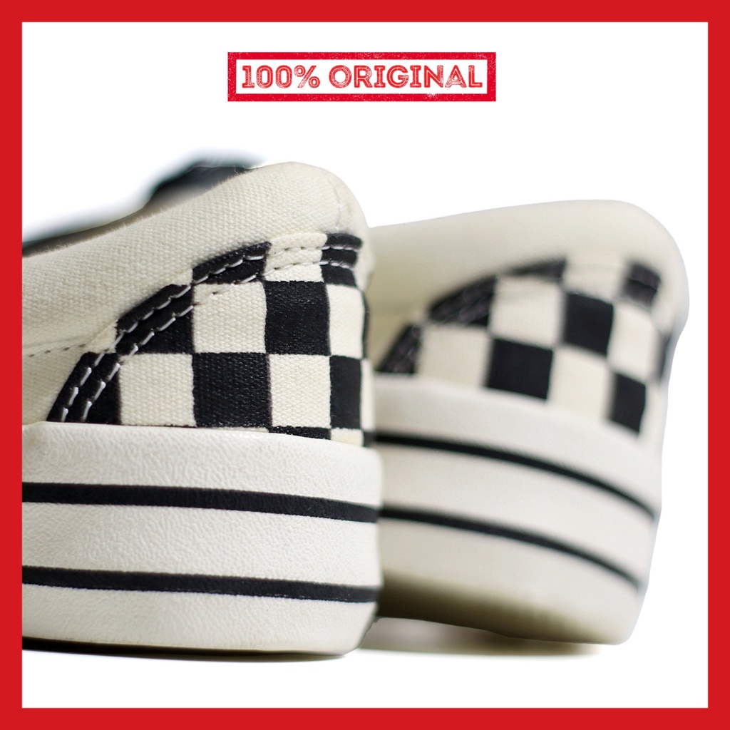 ORIGINAL - Sepatu Brand Lokal Kasual Pria Wanita No Brand Slip On Checkerboard Retro Classic