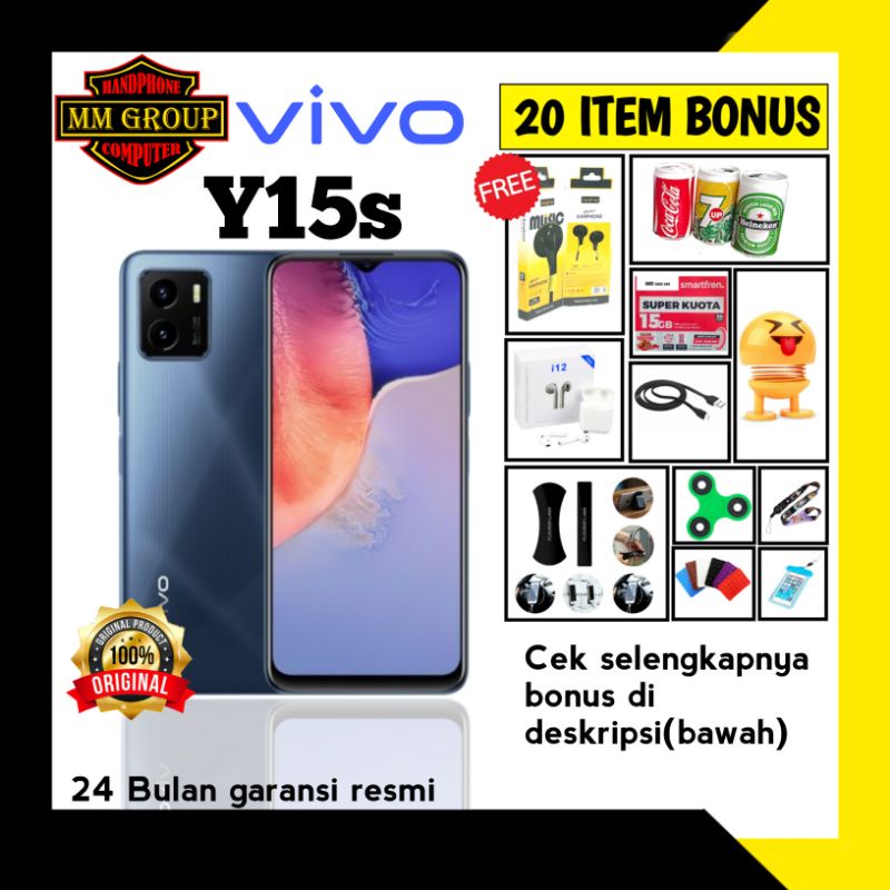 (TERBARU)HP VIVO Y15S RAM 3GB/32GB DAN 64GB WARNA GREEN DAN BLUE GARANSI RESMI VIVO INDONESIA