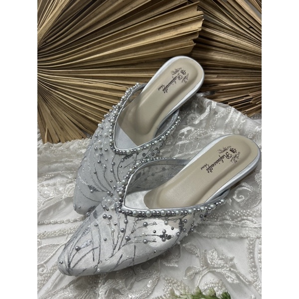 flatshoes pesta wanita anaya silver