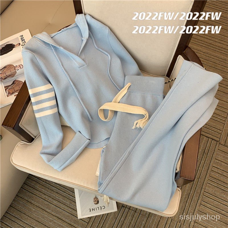 #Sisjuly# Atasan pullover warna solid berkerudung baru wanita ukuran besar dengan celana panjang kak