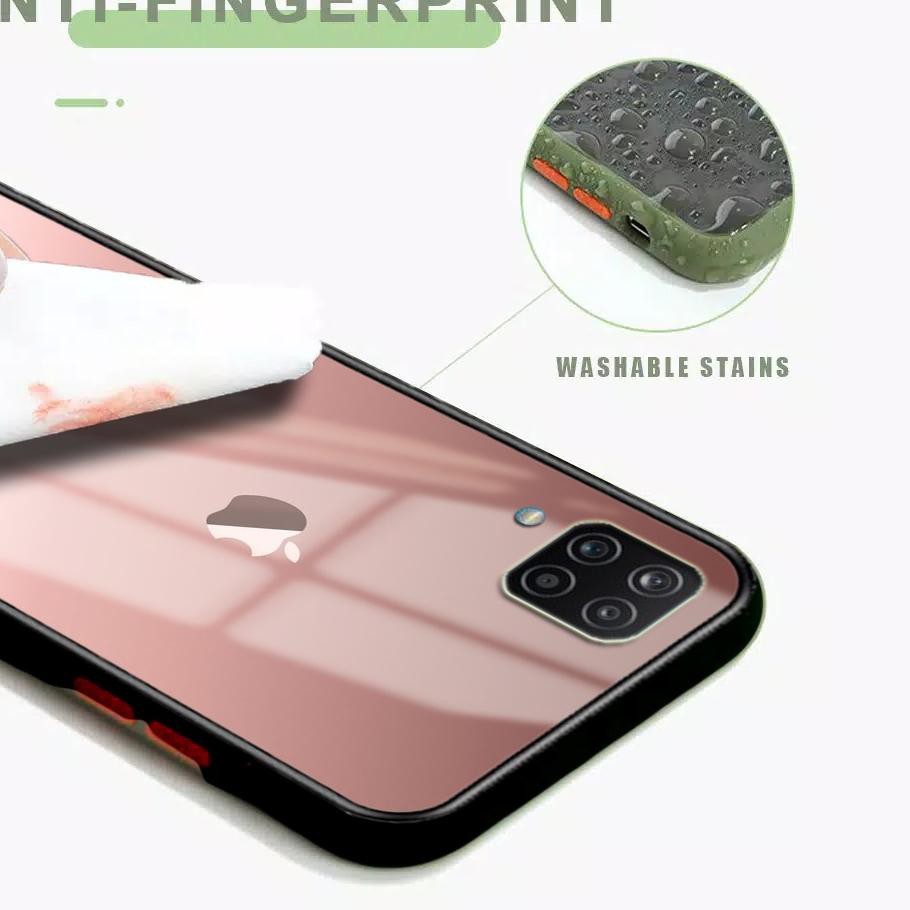 Wow keren, Softcase Glass Kaca Samsung A12 Logo Iphone [SF76] Casing Handphone Samsung A12 Case Hp