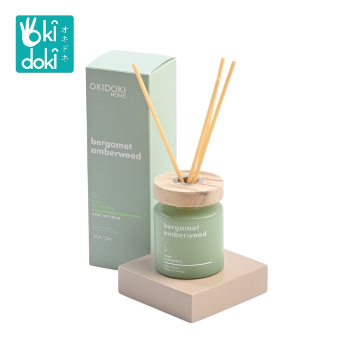 OKIDOKI Reed Diff Bergamot Amberwood 100 mL - Pewangi Ruangan - Reed Diffuser - Aromatherapy