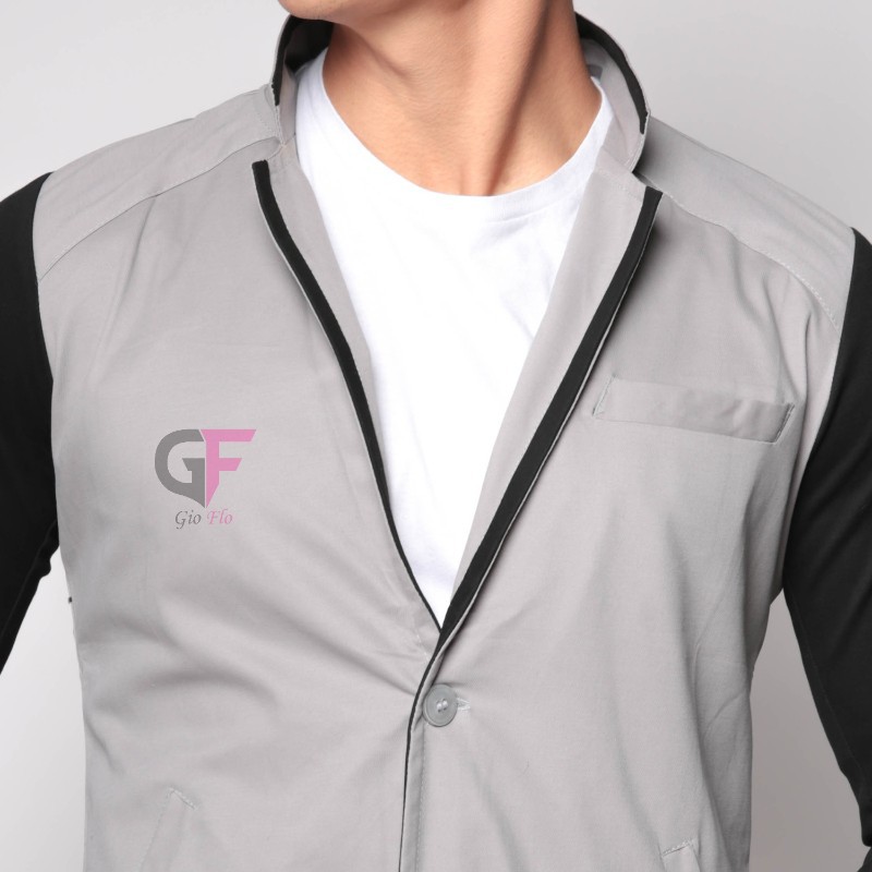 GIOFLO Blazer Pria Casual Slim Fit Grey / BLZ 665