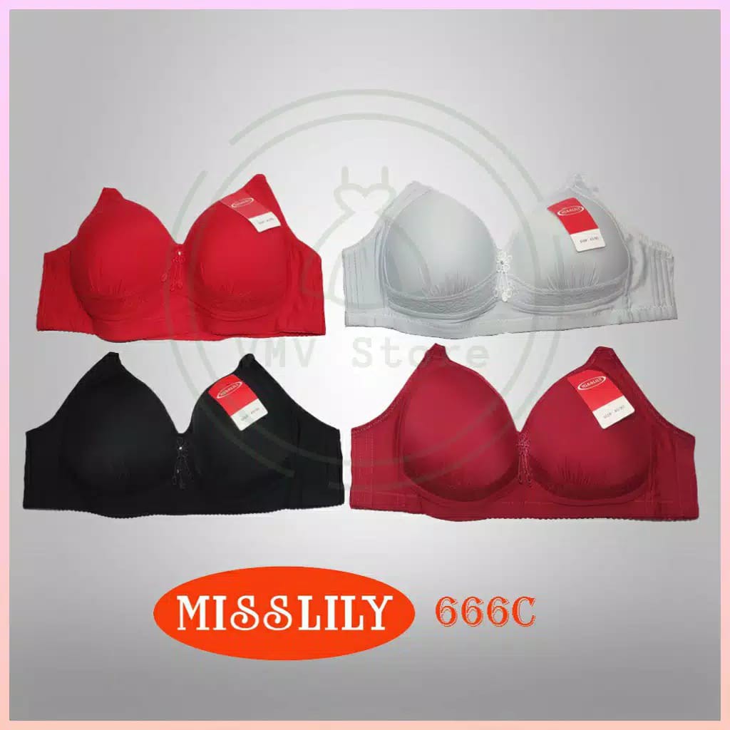 ORI Bh bra Misslily Art 666 C Fancy Tanpa Kawat Cup Size Besar 36 - 42