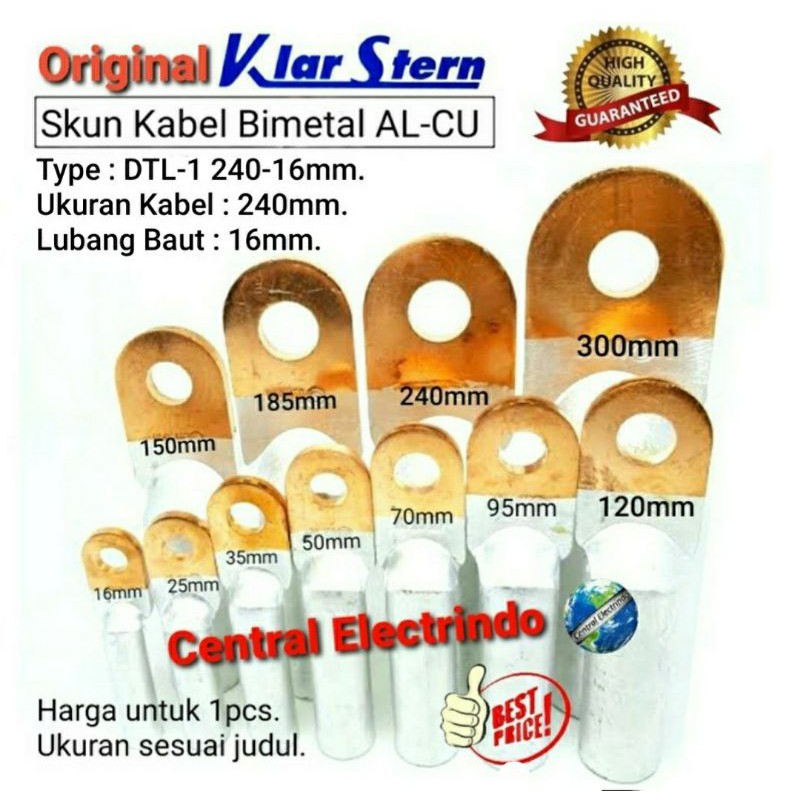 Skun Kabel Bimetal AL-CU DTL-1 240 mm-M16 KlarStern High Quality.