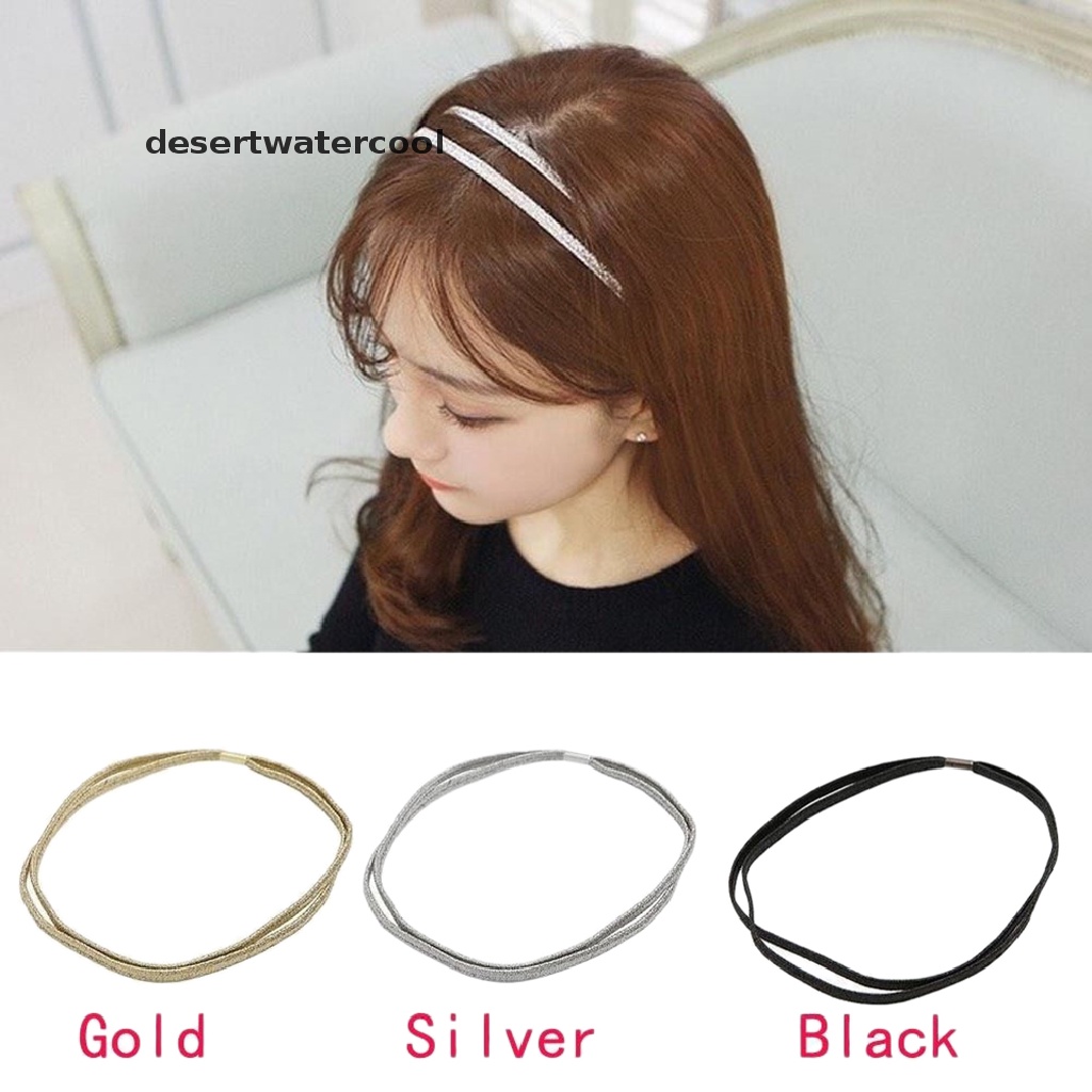 Deid Bando Elastis Model Kepang Ganda Aksen Glitter Untuk Wanita