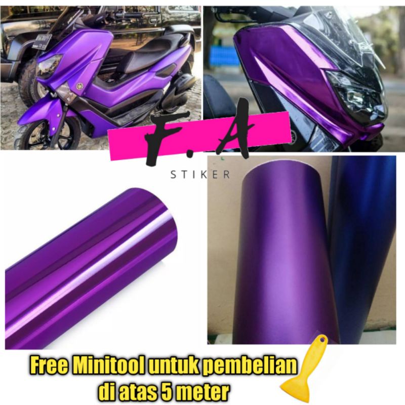 Sticker Skotlet Warna Ungu Crom Metalik Skotlet Ungu Crom Doff Skotlite Stiker Motor Mobil