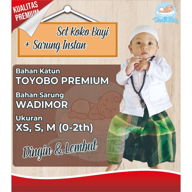Set koko bayi / set baju aqiqah bahan toyobo sarung wadimor