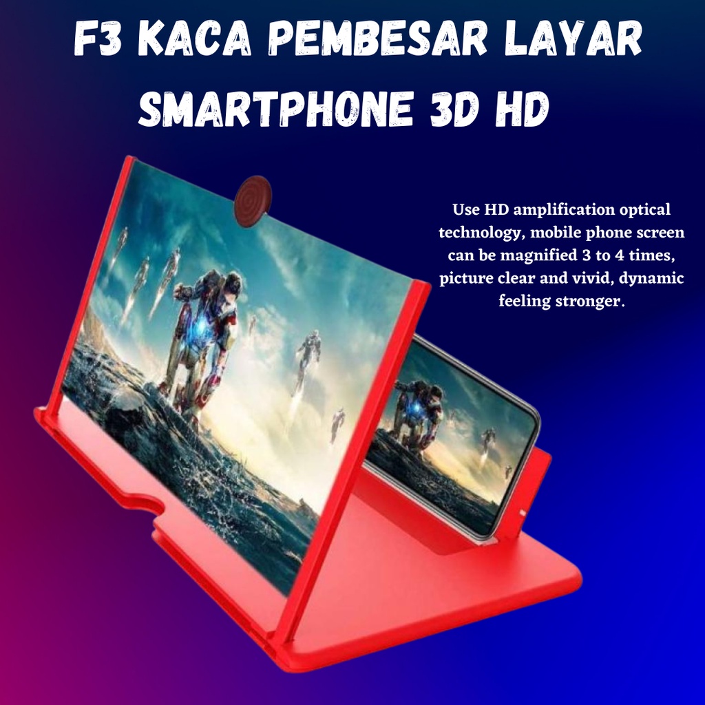 BISA COD!!! F3 KACA PEMBESAR LAYAR SMARTPHONE 3D HD / PEMBESAR LAYAR F3 HANDPHONE WARNA RANDOM