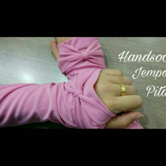 Manset Tangan Jempol Pita Senada Umroh Haji Manset Jari Fingerless Handsock