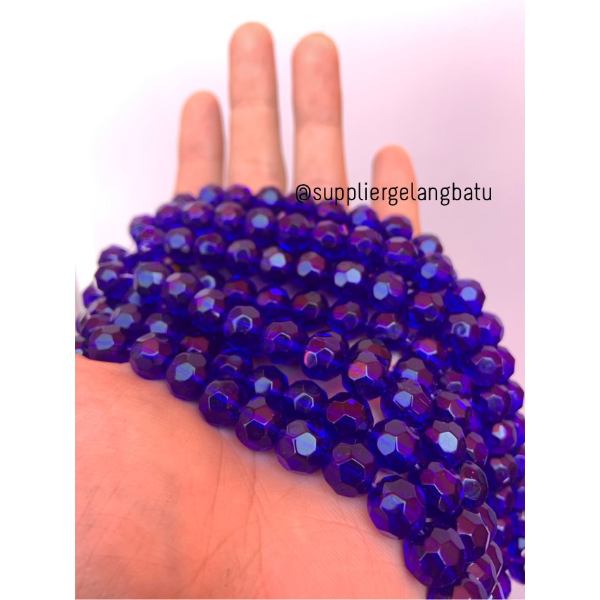 kristal bola dunia cutting 10mm BIRU ceko bulat manik blue quartz acc