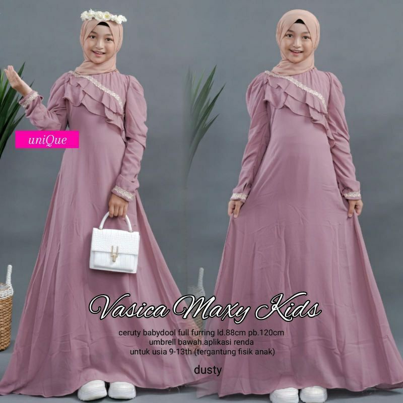 gamis anak perempuan remaja 9 13 tahun vasica maxy kids gamis teens