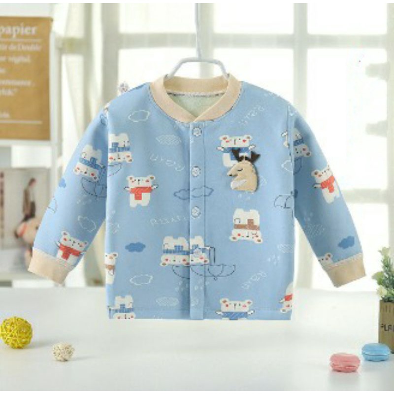 Jaket Bayi Baju Lembut Cardigan Sweater Soft Cotton Fleece Import Murah Jacket Kardigan Kancing Button Baby Kids