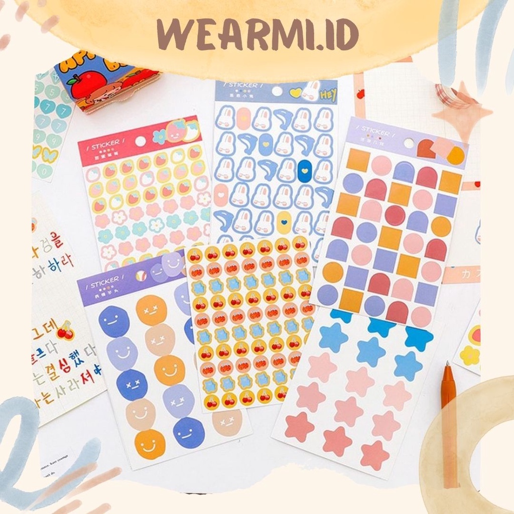 

3 pcs Sticker Pack Art Motif Glossy Paper Alphabet Number Shape Animal Cute Aesthetic Bujo Jurnal DIY Scrapbook wearmi ya