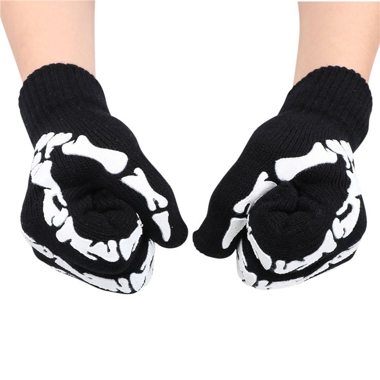Sarung Tangan Untuk Smartphone Touch Glove Skull Skeleton Design - Black