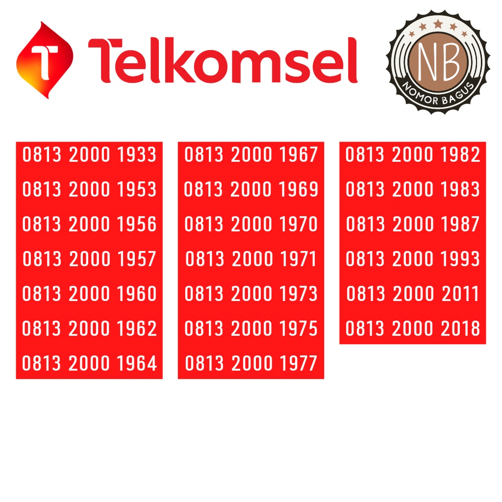 Kartu perdana telkomsel simpati nomor cantik 2000 19xx seri tahun
