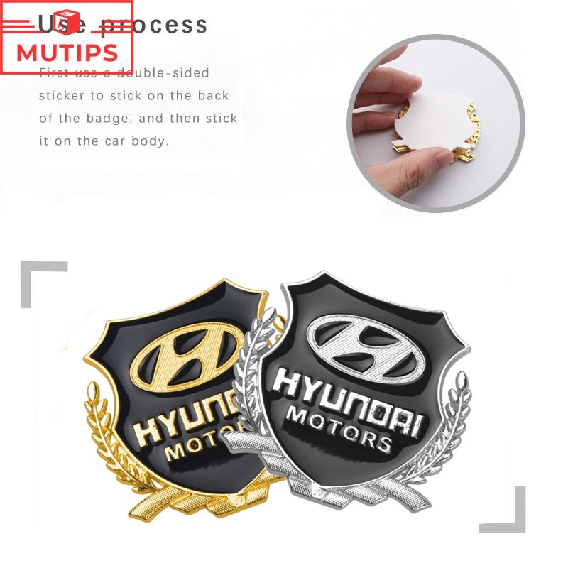 HYUNDAI 2pcs Stiker Logo 3D Bahan Metal Untuk i20 Trajet H1 i10 Kona Getz Accent Atoz Santa Fe