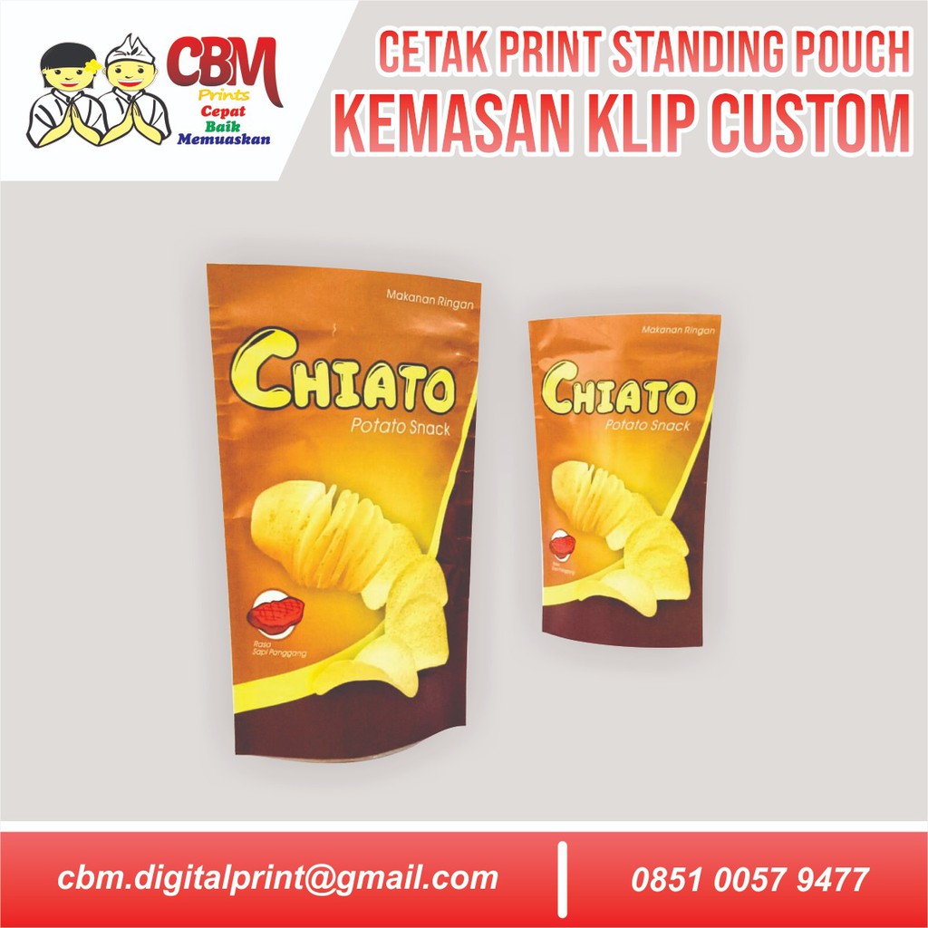 Jual Cetak Print Kemasan Standing Pouch Klip Custom Makanan Snack