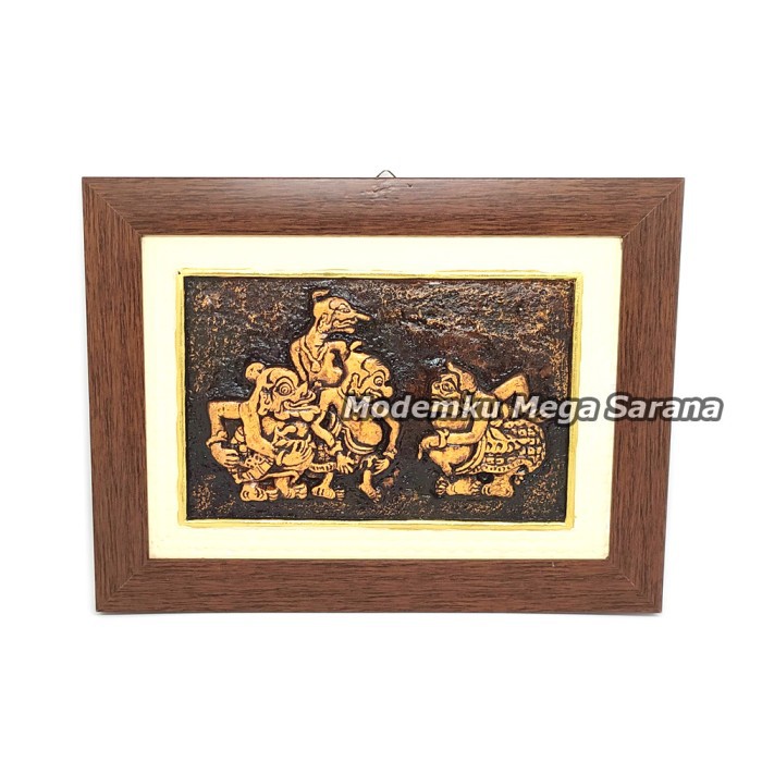 Wayang Punokawan - Lukisan Relief 3 Dimensi Timbul 33x25 cm