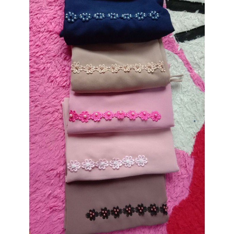 jilbab hijab pasmina bando renda mutiara