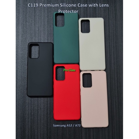 C119 Samsung A52 / A72 Matte Silicone Case + Lens Protection