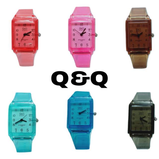 Jam Tangan Pria/Wanita Anak-Anak Q&amp;Q Analog Kotak Strap Jelly