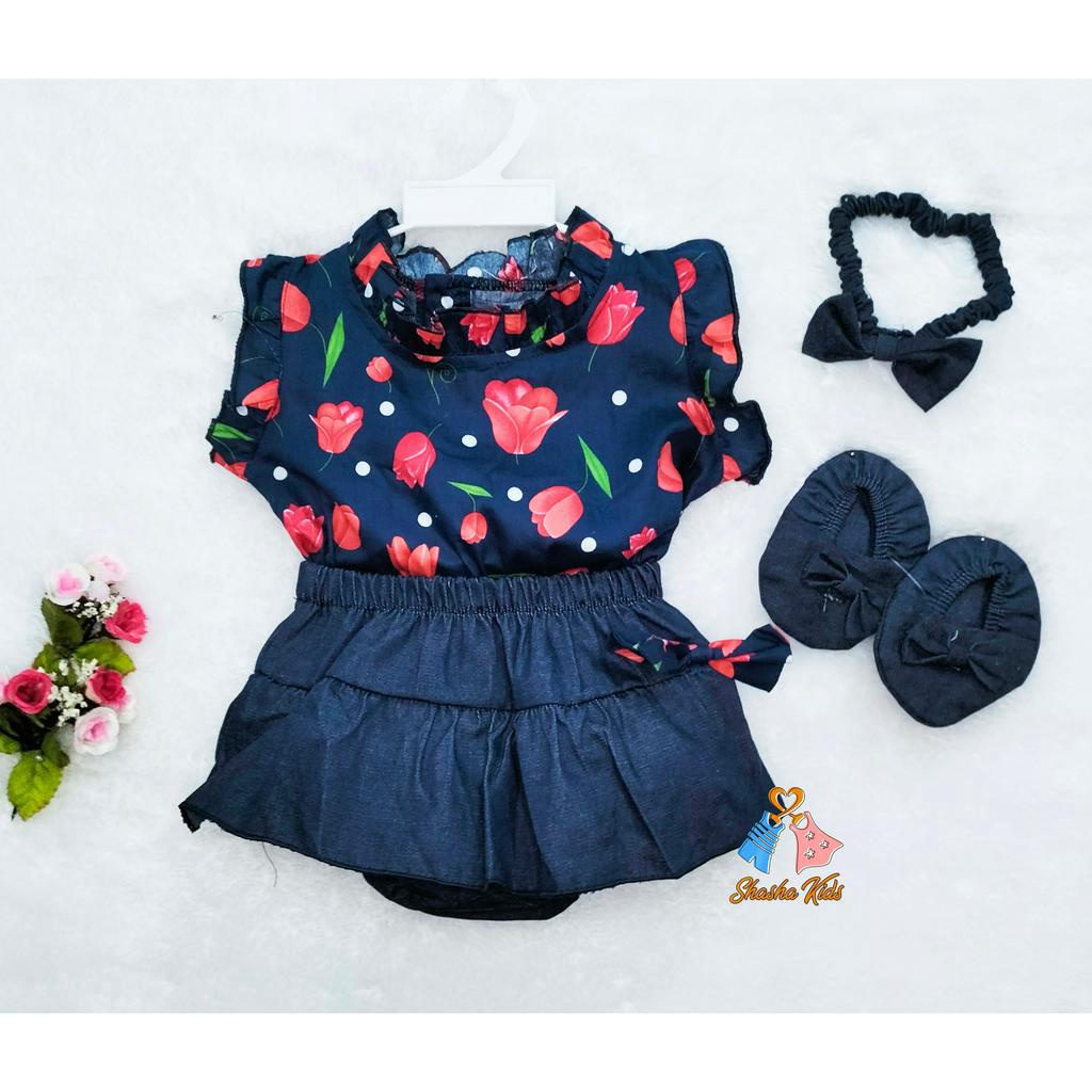 [F-012] Baju anak perempuan Set celana bayi usia 3-12 bulan
