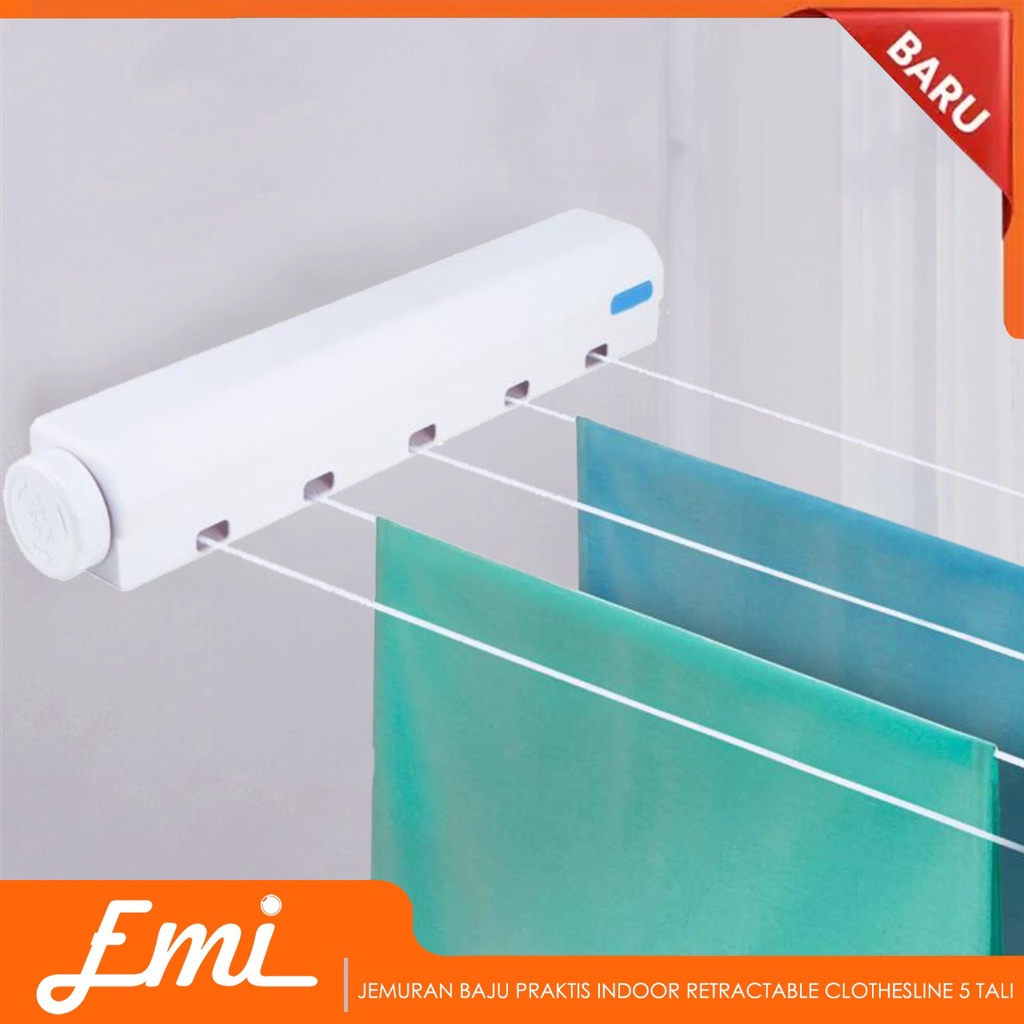 Jemuran Baju Praktis Indoor Retractable Clothesline 5 Tali