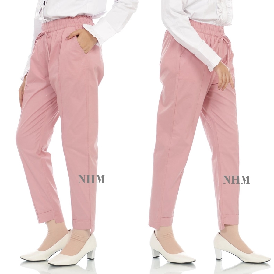 NHM Doty Pants Celana Nisa  Asimetris Polos,Celana Jumbo Wanita Kerja