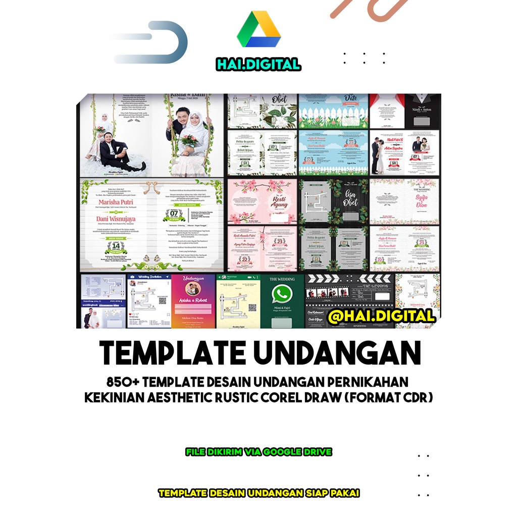 Jual 850+ Template Desain Undangan Pernikahan Kekinian Aesthetic Rustic