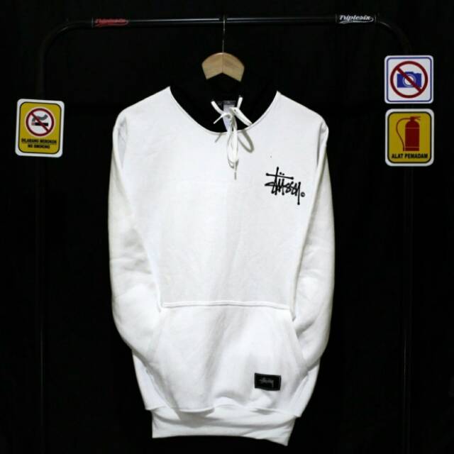 Sweater Hoodie Pria Stussy BlackWhite TS