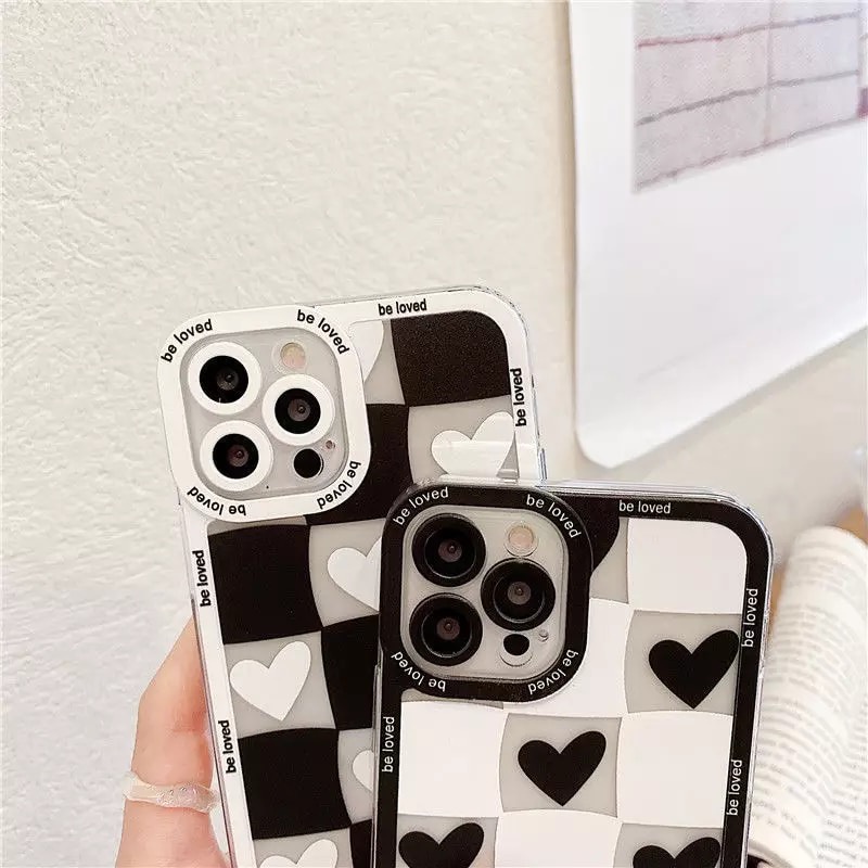 Softcase Blackc White Love For Iphone 7 8 7+ 8+ XR 11 12 13 14