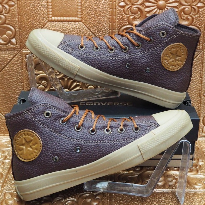 SEPATU CASUAL CONVERSE ALL STAR KULIT SINTETIS LEATHER COKLAT HITAM