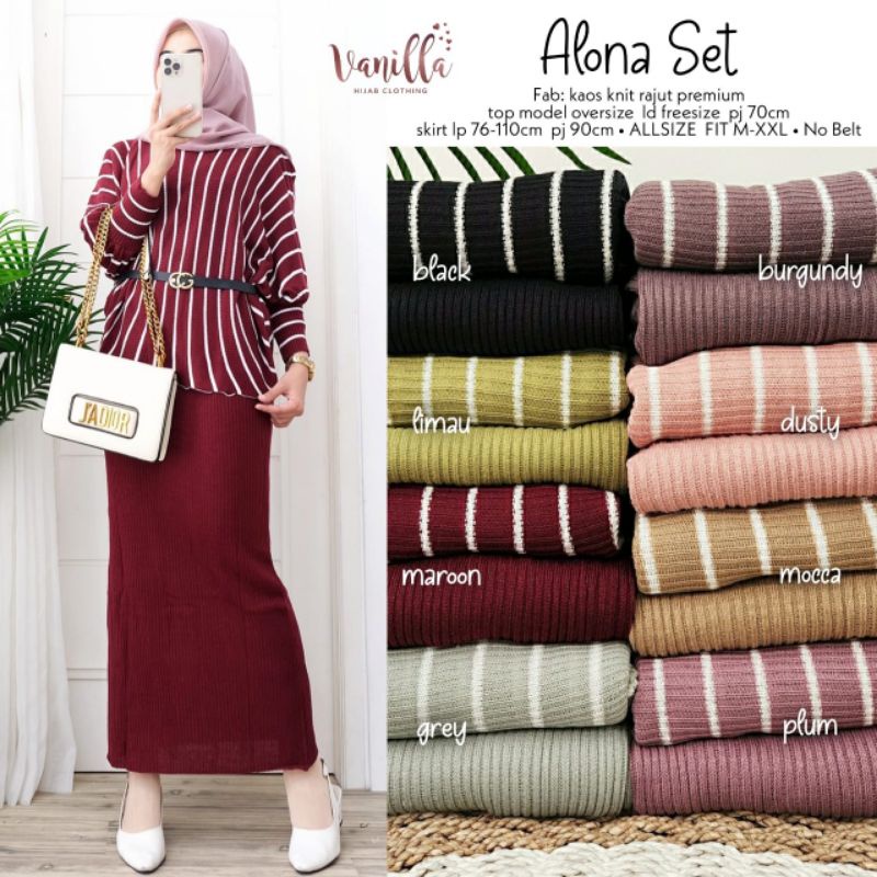 (NEW)SETELAN WANITA OOTD FASHION MUSLIM//ALONA//STRIPO//SHEILA SET BY VANILLA