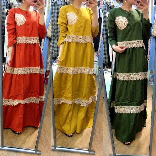 gamis katun motif renda susun Shopee Indonesia gamis katun motif renda susun Shopee Indonesia